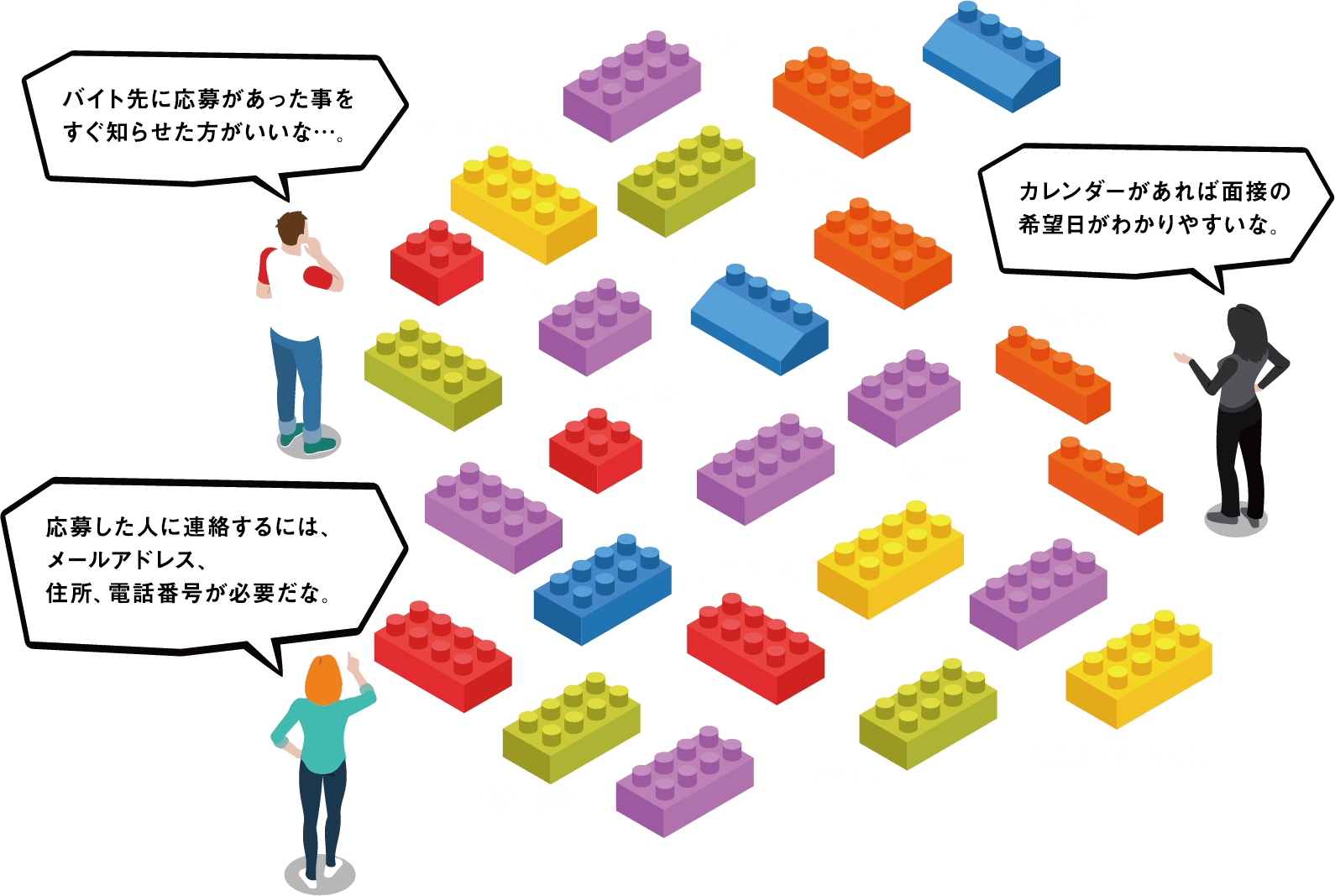 必要なもののステップ1ブロックイラスト図の